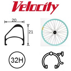 RIM 700c x 14mm - VELOCITY AEROHEAD OC - 32H - (622 x 14) - Presta Valve - Rim Brake - D/W - CELESTE (Powder Coated) - MSW - OCR