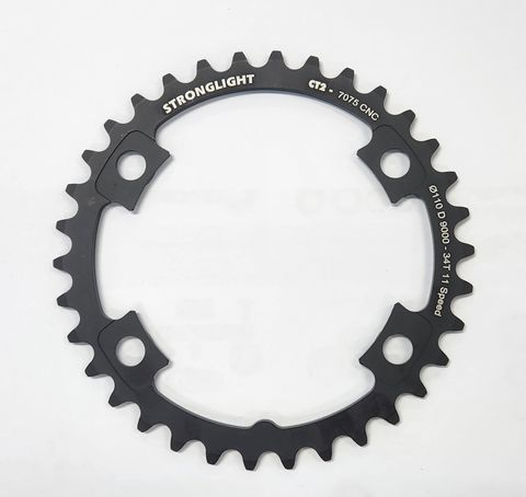 CHAINRING - ROAD "STRONGLIGHT", 34T, 7075 CNC Black CT2 Shimano Di29000 - 110mm BCD, 4B Hole for 11 Spd