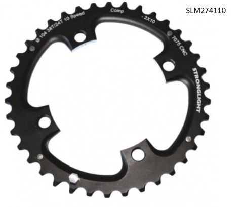 CHAINRING "STRONGLIGHT"  MTB SRAM XO - 104BCD - 2x10 36T BK - 7075 9/10S DOUBLE OUT (Compatible with Chainring Bolt SL350134)