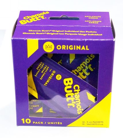 Chamois Butt'r Original10 Pack (10-9ml/.30 oz packets)  No parabens, phthalates, gluten or artificial fragrances