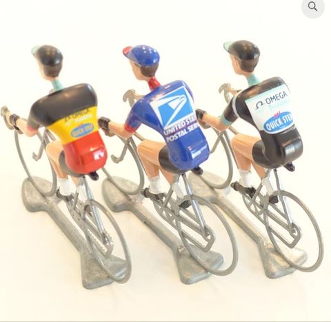 A FLANDRIENS Models, 3x Hand painted Metal Cyclists, Boonen in 3 types jerseys