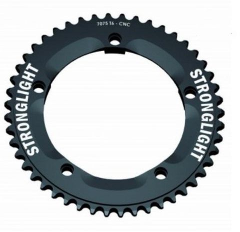 CHAINRING - TRACK "STRONGLIGHT", 48T, 7075 CNC Black - 144mm BCD, 5 Hole for TRACK 1/2" x 1/8" Spd