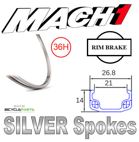 WHEEL - 24" Mach1 110 36H S/j Silver Rim,  8/10 SPEED Q/R (135mm OLD) Loose Ball Joytech Silver Hub,  Mach 1 SILVER Spokes