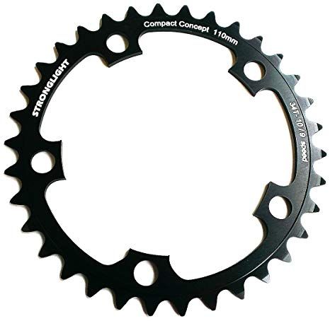 CHAINRING - ROAD "STRONGLIGHT", 34T, 5083 Black - 110mm BCD, 5 Hole for 9/10 Spd