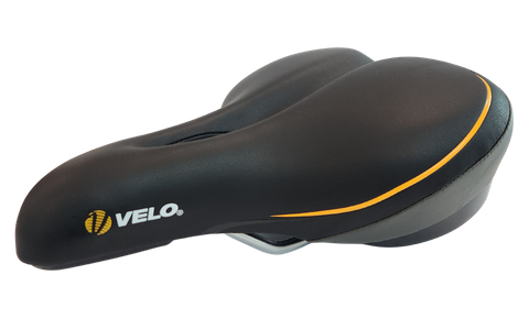 239 x 187mm Ladies Saddle - Vinyl Top, Elastomer Bumper, Relaxed Riding, 538g, Velo Plush VL6038