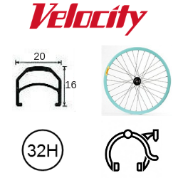 RIM 700c x 15mm - VELOCITY RAZOR - 32H - (622 x 15) - Presta Valve - Rim Brake - D/W - CELESTE - MSW