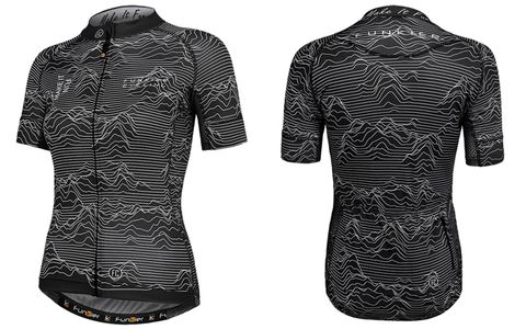 Jersey (RACE FIT), WOMENS, FUNKIER,  PRO, Rossini, Strong & Lightweight, short sleeve, elastic light grippers, BLACK fashion design, SMALL (Fitting more like X-SMALL)