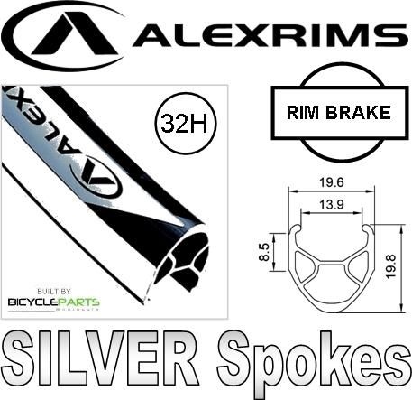 Wheel 700c Alex  R-450 D/w Black Rim , Silver Alloy Q/r Hub, Silver Spoke, Front. (Built with Radial Spoke Lacing)