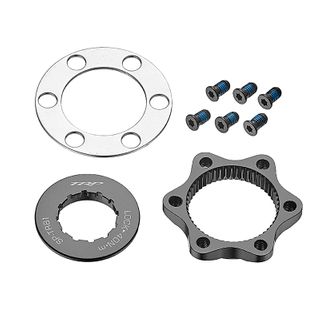 Disc rotor adapter, 6 bolt type. disc rotor to center lock system hub by 12mm Thru axle, black.