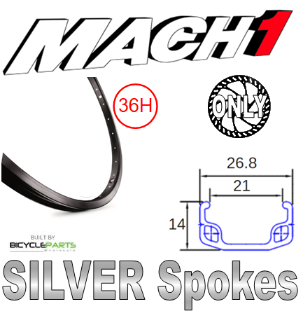 WHEEL - 26" Mach1 110 36H S/j Black Rim,  8/10 SPEED Q/R (135mm OLD) 6 Bolt Disc Sealed Novatec Black Hub,  Mach 1 SILVER Spokes