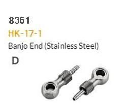 HYDRAULIC HOSE FITTING - D - HK-17, Banjo end,stainless, for diam .5mm. for shimano, avid, SOLD INDIVIDUALLY