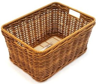 Sorry temp O/S     BASKET - Rear , Fixed, PE Rattan Wicker, With Fittings, Light Brown, 43cm x 33cm x 22cm