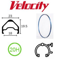 RIM 700c x 18mm - VELOCITY A23 - 20H - (622 x 18) - Presta Valve - Rim Brake - D/W - BLUE - MSW