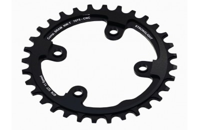 CHAINRING - MTB "STRONGLIGHT", 38T, 7075 CNC  Black  SRAM XX1 - 76mm BCD, 4 Hole for 11 Spd NARROW WIDE