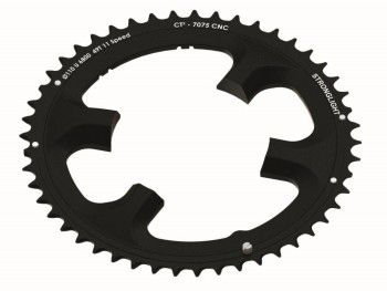 CHAINRING - ROAD "STRONGLIGHT", 52T, 7075 CNC Black CT2 Shimano R9100 - 110mm BCD, 4B Hole for 11 Spd