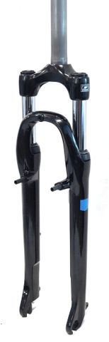 SUSPENSION FORK  700c, Threadless,  SR SUNTOUR, travel 63mm, for axle 9mm, coil spring,  alloy crown, STKM stem, w/pivot only for  V brake, stem: 1 1/8, BLACK (Steerer length 255mm)