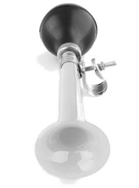 HORN - Trumpeter, Steel, 210mm Long, Fits All Standard Handlebars, White, Clean Motion