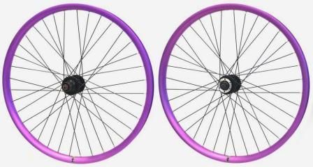 Wheel 26" Velocity Blunt-35  D/w Tubeless Ready All Purple  Rim, Joytech 6 Bolt Disc Q/r Black Hub ,  Mach 1 Black Spokes , (SOLD As F & R PAIR)