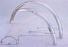 MUDGUARD SET  26, Front & Rear, MTB, alloy, CP with inside stay, 70mm with round profile