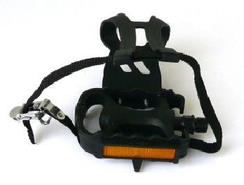 PEDALS  9/16" MTB, PP Body, BLACK, w/Toe clip & Strap