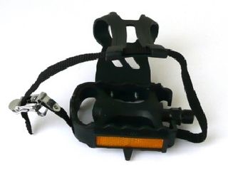 PEDALS  9/16" MTB, PP Body, BLACK, w/Toe clip & Strap