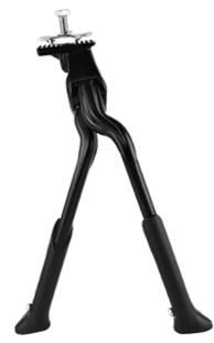 KICKSTAND  24-28 Adjustable, Centre Mount, Alloy BLACK, Double Leg, aligns to one side when folded