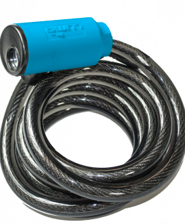 Lock with Blue Highlights, Cable 12mm x 1850mm, key lock,  LUMA No1 lock brand in Spain (No Mounting Bracket)
