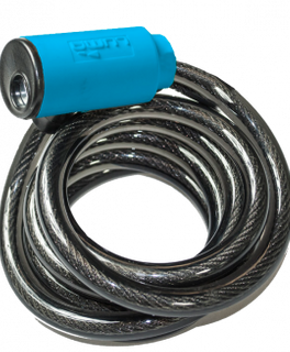 Lock with Blue Highlights, Cable 12mm x 1850mm, key lock,  LUMA No1 lock brand in Spain (No Mounting Bracket)