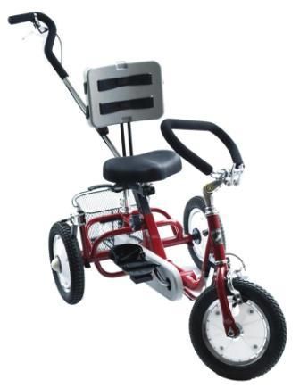 Rehatri Trike 12"Front and rear wheel size, RED, with rear steering control