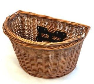 BASKET - Front, Wicker, Q/R, D-Shape, With Handle, 380mm x 280mm x 220mm