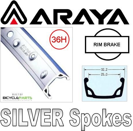 WHEEL - 18" Araya 7X S/w 36H M/e Silver Rim, SCREW-ON MULTI Q/R (126mm OLD) Loose Ball KK Rival Silver Hub, Mach1 SILVER Spokes