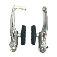 BRAKE - Tektro V Brake Set, 110mm Arms, 55mm Brake Pads, Dual Tension Adjuster, Linear Spring, Forged Alloy, SILVER (Front & Rear)