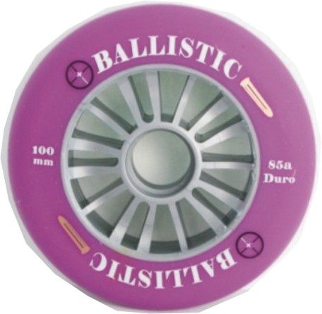"Extraordinary Special Pricing"    Scooter Wheel, "Ballastic",  100mm, Silver Plastic core, Purple PU