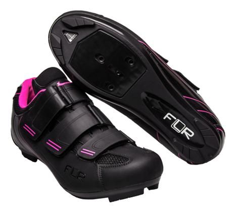 CLEARANCE        SHOES, F-35-III, FLR, Pro Road, R250 outsole, Velcro Laces, Size 41, BLACK with PINK highlights