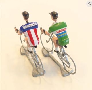 FLANDRIENS Models, 2 x Hand painted Metal Cyclists, Brooklyn & Sanson jerseys