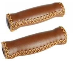 Handlebar Grips,  L: 127mm, foam w/ brown cover, w/ black plugs. VELO card