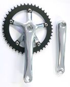 Single chainwheel set, 3/32 x 44T, alloy, Black, alloy 170mm silver crank (130mm BCD)