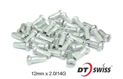 DT NIPPLES  14g Alloy, 12mm  SILVER (Individual)