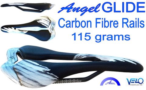 Saddle Velo Angel Glide, top-end racing saddle, 115g, carbon rail, 275mm x 128mm