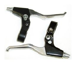 BRAKE LEVER - Alloy V-Brake Levers, With Lock Device, SILVER/BLACK (Sold In Pairs)