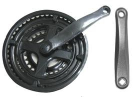 Chainwheel Set, 152mm x 22/32/42T, Alloy cranks with Steel Chain Rings, Black Chain Guard, BLACK