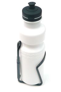 BOTTLE - WHITE - 750cc, With Black Alloy Cage
