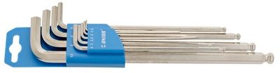 Unior,  9x ball-end hex wrench, long type dim. 1.5, 2, 2.5, 3, 4, 5, 6, 8, 10 on plastic clip 608534 Professional Bicycle tool set, quality guaranteed