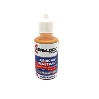 Lubricant/Penetrant. 30ml bottle, Seal Lock penetrates solid rust, freeing up nuts and bolts, cables and chains. It creates a barrier, stopping rust and leaving a dry dust free surface