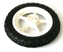 REAR WHEEL, PP white wheel 8" for tricycle with black EVA tyre for 10mm axle