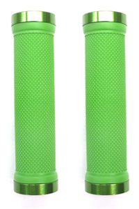 GRIPS  Lock-On, Dual Clamp, 130mm, with Plug, LIME GREEN with Lime Green Rings