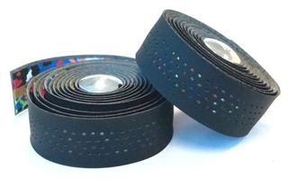 Handlebar Cushion Tape, Black Microfibre + MULTI-COLOUR Shockproof gel, w Plugs