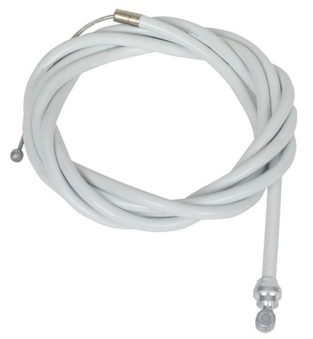 BRAKE CABLE -Inner & Outer, Rear, UNIVERSAL,  70" x 75" , extra long, w/2P liner WHITE colour 1.6mm galv. 7x6+6x10nipples