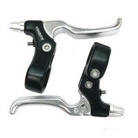 BRAKE LEVERS - Pair, For Caliper Brake, 2 Finger Type, Alloy, Black bracket and Silver lever. (Sold In Pairs)