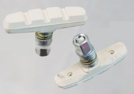 BRAKE SHOES -WHITE pads - 55mm for V Brake Shoes, On Classic Header Cards, (Sold in Pairs)